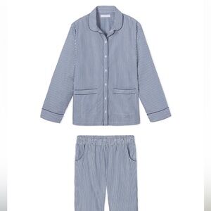 Lake Pajamas Navy Striped Cotton Poplin Set
